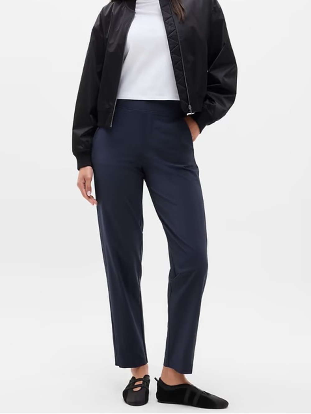 Athleta Brooklyn Mid Rise Ankle Pant navy blue size 8 worn 1x jogger upf golf